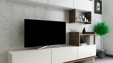 Ansamblu mobilier 2 piese living, Nocce Homs, 180.4 x 33.1 x 72 cm, alb/nuc