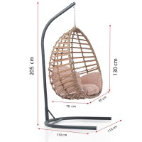 Balansoar scaun suspendat din rattan pentru exterior interior 205x110x95 cm - 1