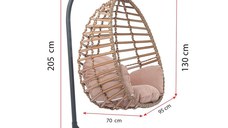 Balansoar scaun suspendat din rattan pentru exterior interior 205x110x95 cm