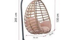 Balansoar scaun suspendat din rattan pentru exterior interior 205x110x95 cm
