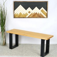 Banca gradina din lemn negru-natur,100 cm - 1