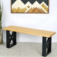 Banca gradina, Holly din lemn negru-natur, 100 cm - 1