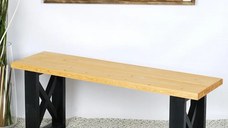 Banca gradina, Holly din lemn negru-natur, 100 cm