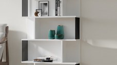 Biblioteca Alecia culoare alb si negru 160cm