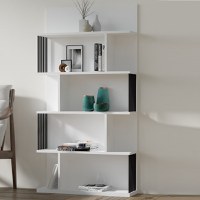 Biblioteca Alecia culoare alb si negru 160cm - 1