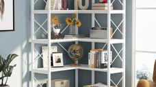 Biblioteca Cindy pentru colt din culuare alb 167 cm