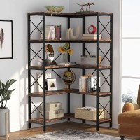Biblioteca Cindy pentru colt din culuare nuc si negru, 167 cm - 1