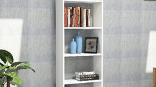 Biblioteca cu etajere carti, Homs Design, alb, 160 x 50 x 20 cm, PAL