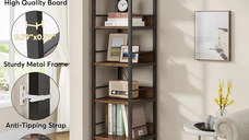 Biblioteca de colt, nuc/negru, 190x35x35 cm