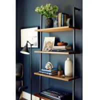 Biblioteca Homs, negru/natur, 185 x 70 x 22 cm,Seria A-620, lemn/metal,30280 - 1