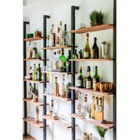 Biblioteca Homs, negru/natur, 206 x 200x 21 cm,Seria A-620, lemn/metal,30281 - 1
