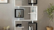 Biblioteca Idalia culoare alb si antracit 172 cm