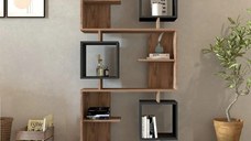 Biblioteca Idalia culoare nuc si antracit 172 cm