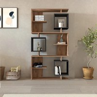 Biblioteca Idalia culoare nuc si antracit 172 cm - 1