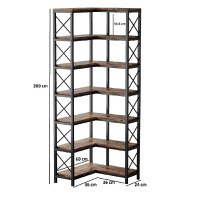 Biblioteca pentru colt din metal si pal melaminat 200x60x60x24 cm - 1