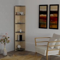 Biblioteca Porto colt culoare nuc si antracit 160cm - 1
