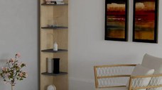 Biblioteca Porto colt culoare nuc si antracit 160cm