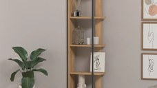 Biblioteca Simia Homs, stejar/negru, 160 x 23 x 42 cm,20132