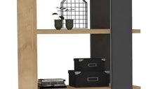 Biblioteca Slow modern culoare stejar si antracit 70 cm