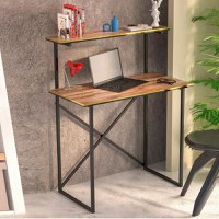 Birou calculator cadru metalic  Homs,seria 440,negru-nuc,20373 - 1