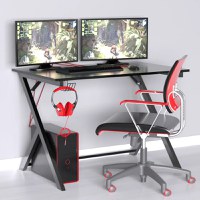 Birou calculator cadru metalic Nadia Homs, negru - 1