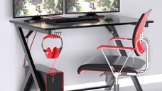 Birou calculator cadru metalic Nadia Homs, negru