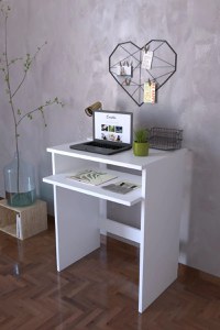 Birou compact 60×75×45 cm – PAL alb economic - 1