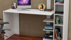 Birou cu biblioteca Elena Homs 150x55x120 cm - PAL alb
