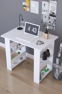 Birou cu rafturi Wish Homs 90 x 60 x 75 cm, Alb - 1