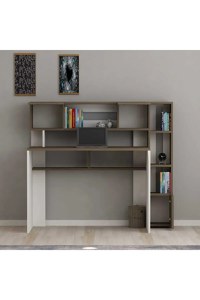 Birou cu spatii depozitare Luca Homs 145 x 61,8 x 111,5 cm, Nuc-alb - 1