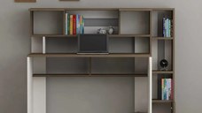 Birou cu spatii depozitare Luca Homs 145 x 61,8 x 111,5 cm, Nuc-alb