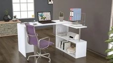 Birou Oscar Homs din pal alb, 130 x 45 x 72 cm, 80 x 20 x 72 cm