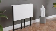 Birou pliabil cu cadru metalic Util Homs 80 x 50 x 75 cm,Alb-negru