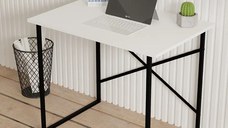 Birou stil industrial Coby culoare alb, metal/pal, 90 cm