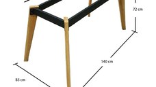 Cadru masa, pentru dining si bucatarie, din metal si lemn 110 cm