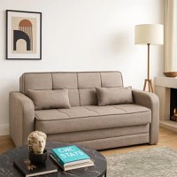 Canapea extensibila 2 locuri cu lada 191x145 cm – stofa maro dechis – Dafne - 1