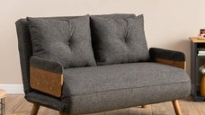 Canapea Extensibilă 2 Locuri Esme, Gri Antracit,133 x 175 cm