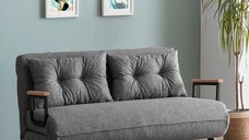 Canapea extensibilă 2 locuri living 133x175 cm – stofă gri – Seda