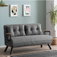 Canapea extensibilă 2 locuri living 133x175 cm – stofă gri – Seda - 1