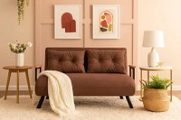 Canapea extensibilă 2 locuri living 133x175 cm – stofă, nuanța maro – Seda - 1