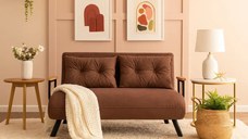 Canapea extensibilă 2 locuri living 133x175 cm – stofă, nuanța maro – Seda