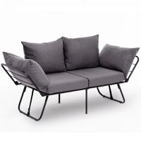 Canapea extensibila 2 locuri living 180x60 cm – stofa gri & metal negru – Viper - 1