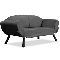 Canapea extensibila 2 locuri living 205X80 cm – stofa & metal, gri – Genzo - 1