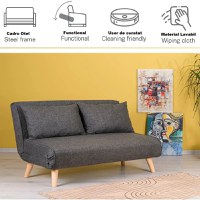 Canapea extensibilă 2 locuri modernă 120x85x80 cm – stofă, bej-gri – Sidney - 1