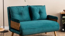 Canapea extensibila 2 locuri moderna, 190x120 cm – stofa, nuanta cobalt blue – Esme