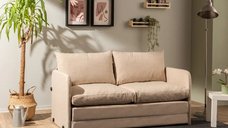 Canapea extensibila 2 locuri moderna, 200x148 cm – stofa bej – Saga