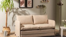 Canapea extensibila 2 locuri moderna, 200x148 cm – stofa bej – Saga