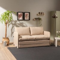 Canapea extensibila 2 locuri moderna, 200x148 cm – stofa bej – Saga - 1