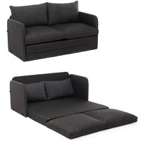 Canapea extensibila 2 locuri moderna, 200x148 cm – stofa gri – Saga - 1