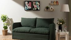 Canapea extensibila 2 locuri moderna, 200x148 cm – stofa verde – Saga